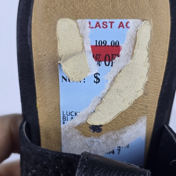 NWOT Lucky Brand Leather Womens Lideton Pump Size 8 M Slingback BlockHeel Black - Picture 7 of 10